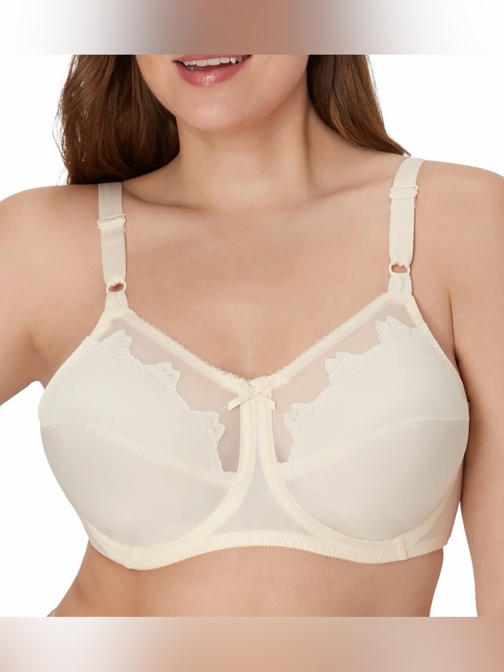 NWT Bali® Flower Lace Underwire Beige Bra, Sz 34/75 DD Bali 0180
